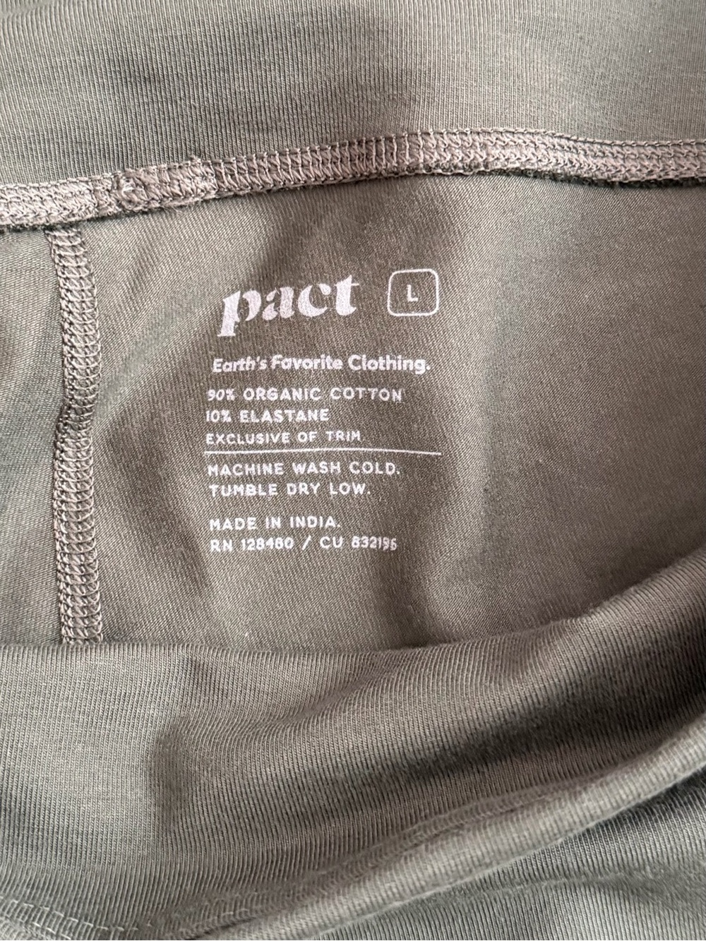Pact Women’s Organic Cotton Dark Green Leggings - Picture 2 of 6